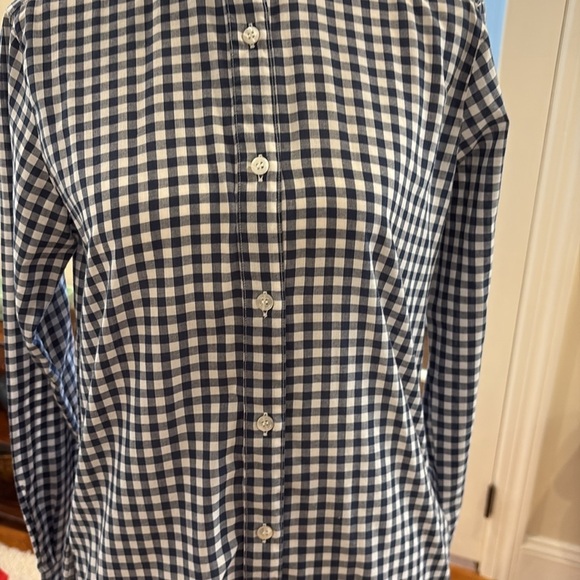 Kiel James Patrick Scalloped Oxford blue/white checkered shirt dress. Size XS - Picture 3 of 11
